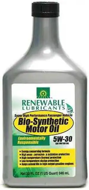 RENEWABLE LUBRICANTS 85121 Engine Oil, 5W-30, Bio-Synthetic, 1 Qt.