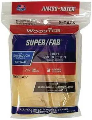 WOOSTER RR301-4 1/2 4-1/2" Mini Paint Roller Cover, 1/2" Nap, Knit Fabric, 2 PK WOOSTER RR301-4 1/2 4-1/2" Mini Paint Roller Cover, 1/2" Nap, Knit Fabric, 2 PK