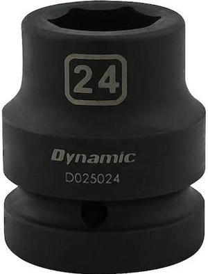 DYNAMIC D025024 1" Drive Standard Socket, Black Phosphate, Tools 24MM X 1"