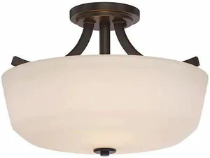 NUVO 60-5926 Laguna 2 Light Semi Flush White Glass Forest Bronze NUVO 60-5926 Laguna 2 Light Semi Flush White Glass Forest Bronze