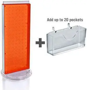 AZAR DISPLAYS 700505-ORG 20 Pocket Revolving Pegboard Gift Card Kit for