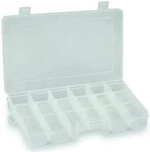 WESTWARD 2HFR4 Adjustable Compartment Box with 6 to 18 compartments, Plastic,