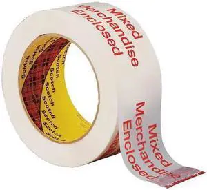 SCOTCH 3775 Carton Tape,Red on White,48mm x 100m
