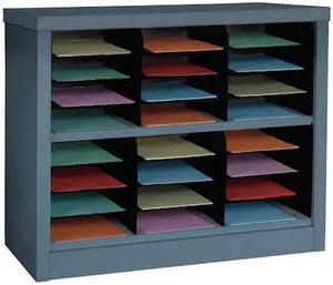 ZORO SELECT 5CRY0 Horizontal Literature Organizer 24 Compartments, Gray