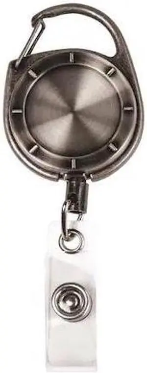 MYID 038941 Badge Holder, Gray, Reel, Pewter