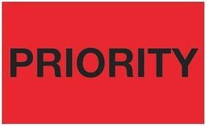TAPE LOGIC DL1121 Tape Logic® Labels, "Priority", 3" x 5", Fluorescent Red,