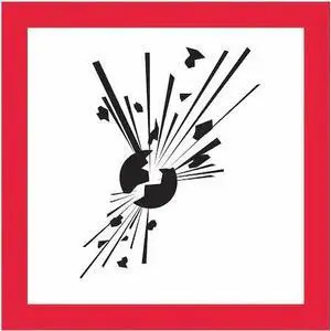 TAPE LOGIC DL4145 Pictogram Labels, Exploding Bomb, 1x1", Black/Red/White, 500