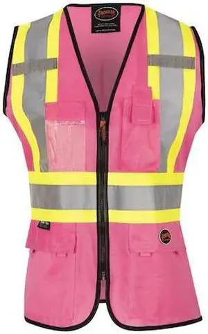 PIONEER V1021840U-XL Ladies Mesh Back Vest,Pink,XL