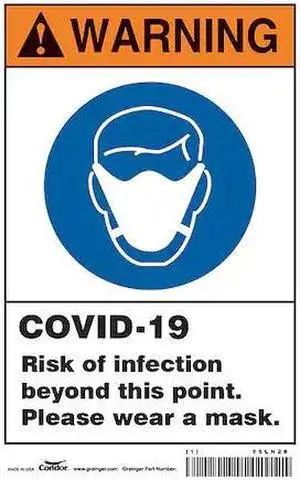 CONDOR HWW310A1410 Risk of Infection Sign, 14" W x 10" H, English, Aluminum,