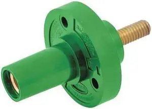 HUBBELL WIRING DEVICE-KELLEMS HBL15FRSGN Receptacle,Stud,Grn,Female,Taper