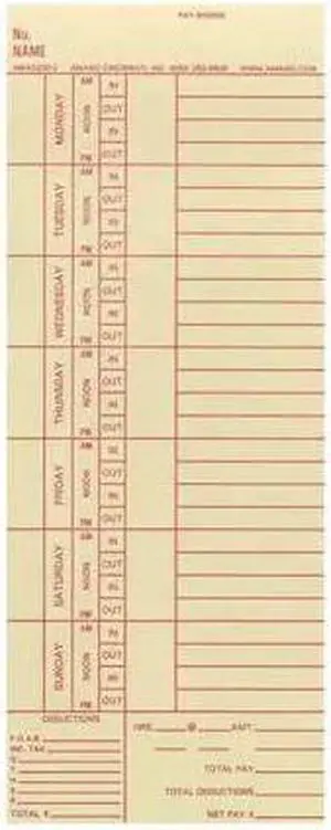 AMANO AMA5200-2 Bi-Weekly Time Cards,PK1000