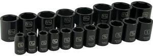 DYNAMIC D018024 Tools 1/2" Drive 19 Pieces 6 Point Standard SAE Impact Socket