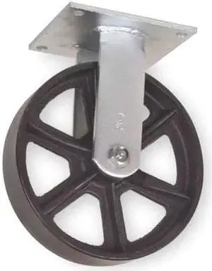 ZORO SELECT 1NVR6 Rigid Plate Caster,Cast Irn,8 in,1200 lb