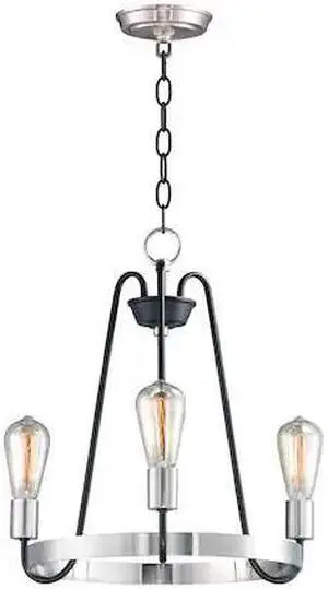 MAXIM 11733BKSN Haven 3-Light 18.5" Wide Black / Satin Nickel Chandelier