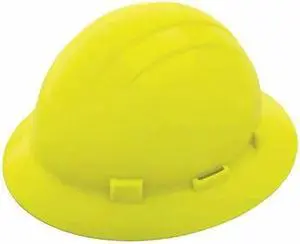 ERB SAFETY 19264 Full Brim Hard Hat, Type 1, Class E, Ratchet (4-Point), Hi-Vis