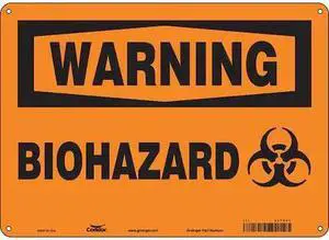 CONDOR 447X61 Biohazard Sign, 10 in H, 14 in W, Polyethylene, Horizontal