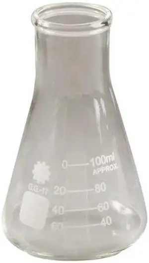 LAB SAFETY SUPPLY 5YHL6 Erlenmeyer Flask,Narrow Neck,100mL,PK12