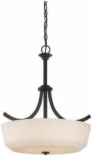 NUVO 60-5927 Laguna 4 Light Pendant White Glass Forest Bronze