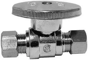 JONES STEPHENS S10330 3/8" OD x 3/8" OD Chrome Plated Quarter Turn Supply Stop,
