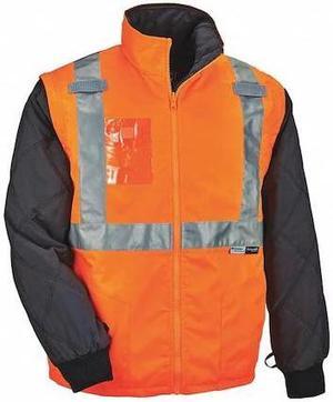 ERGODYNE 8287 3-in-1 Jacket/Vest, 300D Oxford Polyester, Class 2 Type R, Hi-Viz