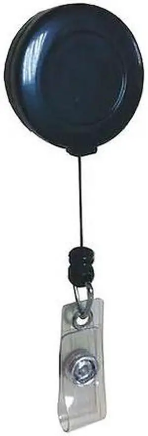 ZORO SELECT 25DU69 Badge Reel Retractable w/Pin BLK,PK10