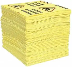 SPILLTECH YPZ100M-BX Sorbent Pad, 24 gal, 15 in x 19 in, Universal, Yellow, 100