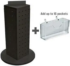 AZAR DISPLAYS 700229-BLK Four-Sided16Pocket Revolving Pegboard Gift Card Kit