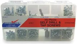ZORO SELECT WWG-DISP-SCREW253 Tapping Screw Assortment, #12; #10; #8; #6 x Zinc