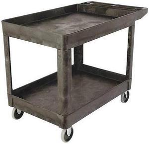 RUBBERMAID COMMERCIAL FG452089BLA Flat Handle 2-Shelf Utility Cart, 500 lbs.