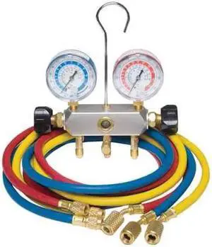 DAYTON 4PDF8 Manifold Gauge Set, 2 Valve,3 Hoses