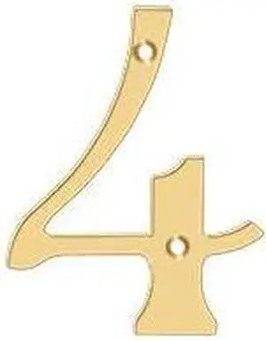 DELTANA RN4-4 Numbers, Solid Brass Lifetime Brass 4"