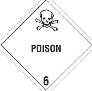 TAPE LOGIC DL5180 Tape Logic® Labels, "Poison - 6", 4" x 4", Black/White,