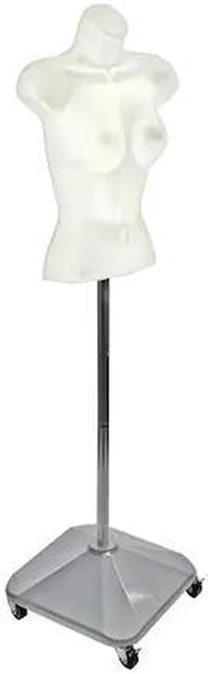 AZAR DISPLAYS 900505-WHT White Plastic Female Bust on Wheeled Plastic Base AZAR DISPLAYS 900505-WHT White Plastic Female Bust on Wheeled Plastic Base