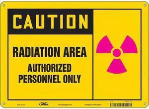 CONDOR 451Z16 Radiation Safety Sign, 10 in H, 14 in W, Aluminum, Horizontal