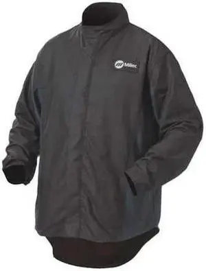 MILLER ELECTRIC 247117 Welding Jacket,XL,30",Black/Navy