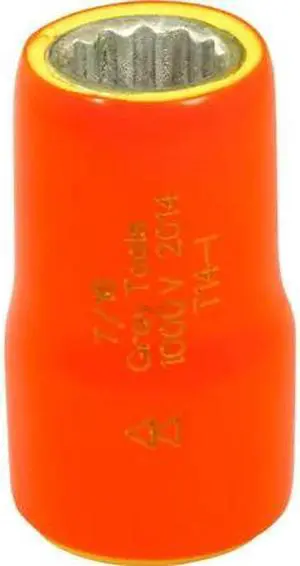 GRAY TOOLS T14-I 7/16" X 3/8" Drive, 12 Point Standard Length, 1000V Insulated