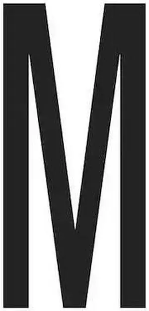 PARTNERS BRAND DL9310M Vinyl Warehouse Letter Labels, "M", 3 1/2", Black/White,