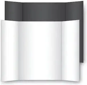 Eco Brites Too Cool Tri-Fold Poster Board 36 x 48 Black/White 6/PK 27135