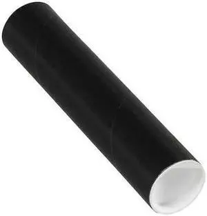 PARTNERS BRAND P2009BL Mailing Tubes with Caps, 2" x 9", Black, PK50