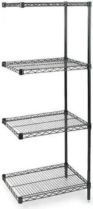 ZORO SELECT 2KPP3 Wire Shelving, 18"D x 48"W x 63"H, 4 Shelves, Black