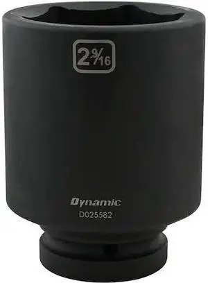 DYNAMIC D025582 1" Drive Deep Socket, Black Phosphate, Tools 2-9/16" X 1"