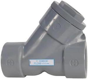 HAYWARD FLOW CONTROL YC10100T Y-Check Valve, 1", PVC/FPM, Threaded