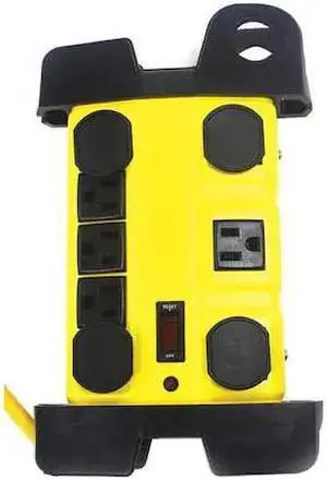 POWER FIRST 52NY62 Surge Protector Outlet Strip,Yellow