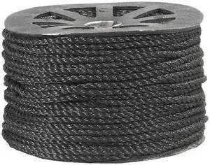 PARTNERS BRAND TWR106 Twisted Polypropylene Rope, 3/8", 2,450 lb, Black,