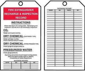 ACCUFORM TAR710 Tag, Fire Extinguisher, Cardstock, 6 1/4 in H x 3 in W, White,