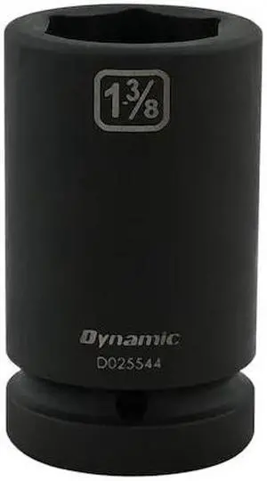 DYNAMIC D025544 1" Drive Deep Socket, Black Phosphate, Tools 1-3/8" X 1" Drive,