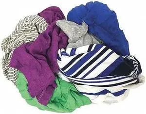 PARTNERS BRAND BR115 Box of Colored T-Shirt Rags, Assorted, 50 Lbs/Case, PK440