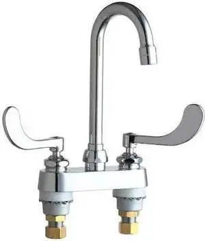 CHICAGO FAUCET 895-317E35XKABCP Gooseneck Bar Faucet, Manual, 4" Mount, 2 Hole
