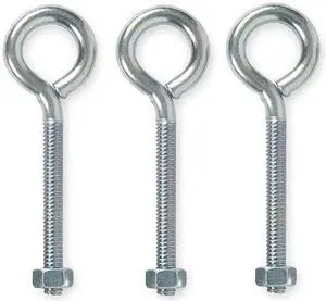 ZORO SELECT 1WBR1 Routing Eye Bolt Without Shoulder, 1/4"-20, 2-3/8 in Shank,