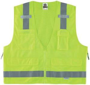 ERGODYNE 8250Z Lime Type R Class 2 Surveyors Vest,L/XL